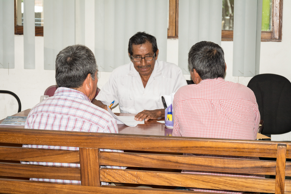 Un consejero de vigilancia de los Bienes Comunales inspecciona
documentos. Foto: Ernesto J. Torres
