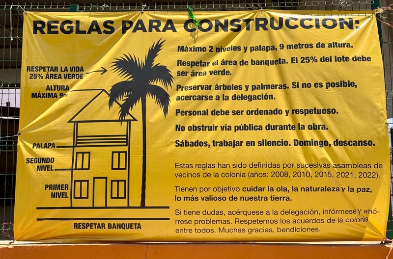 Construction rules, Brisas Zicatela (La Punta)